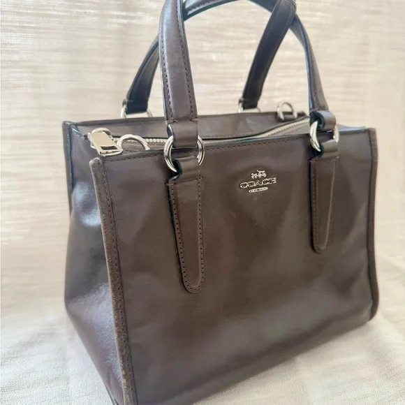 Coach Dark Brown Leather Crosby Carryall - Picture 1 of 10